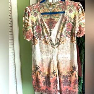 Floral short sleeved comfy sweater